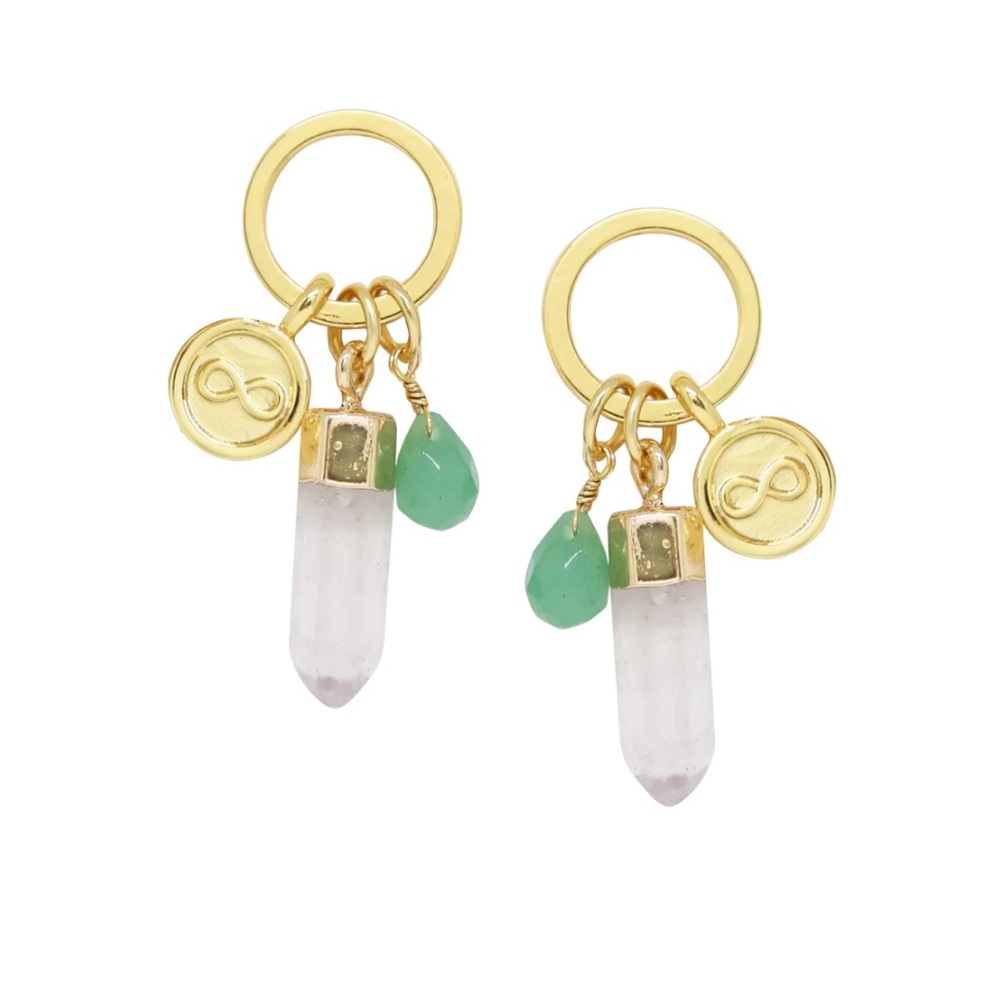Aventurine and Gold Charm Earrings (for pierced ears) by Charged Jewelry